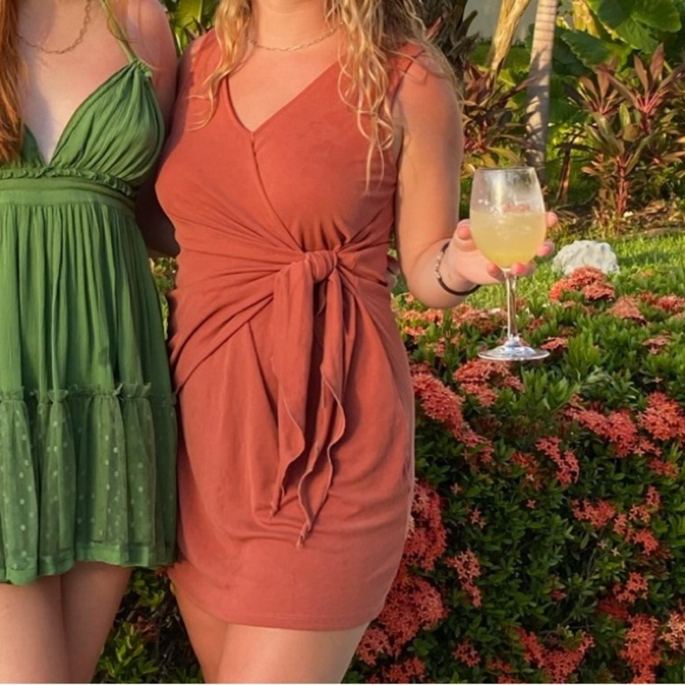 Anthropologie Samantha Dru Burnt Orange Knot Dress